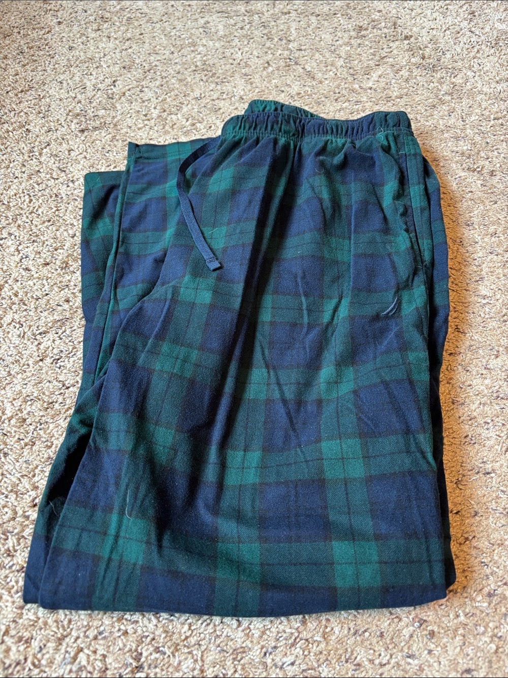 Men's Green & Black Plaid Flannel Lounge Pants